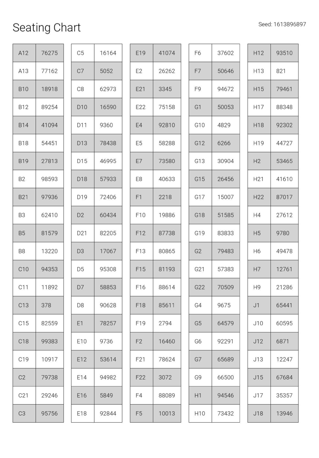 seat assignment generator